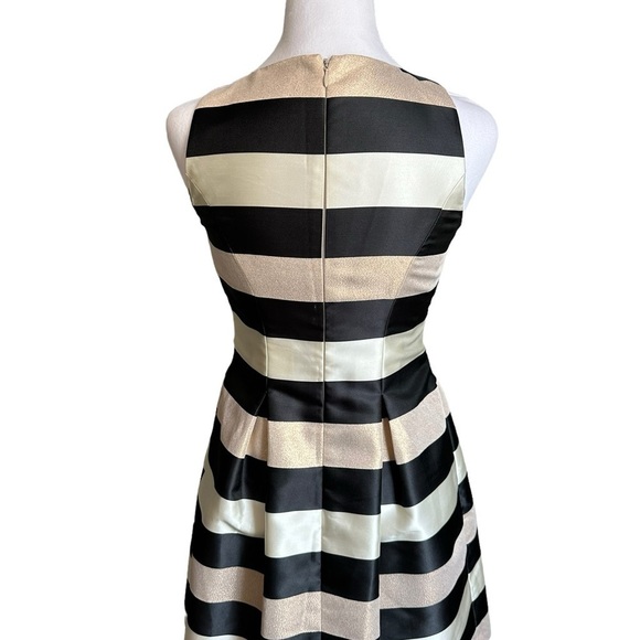Eliza J Black White Gold Striped A-Line Jewel Dress Size 2P - Picture 13 of 17